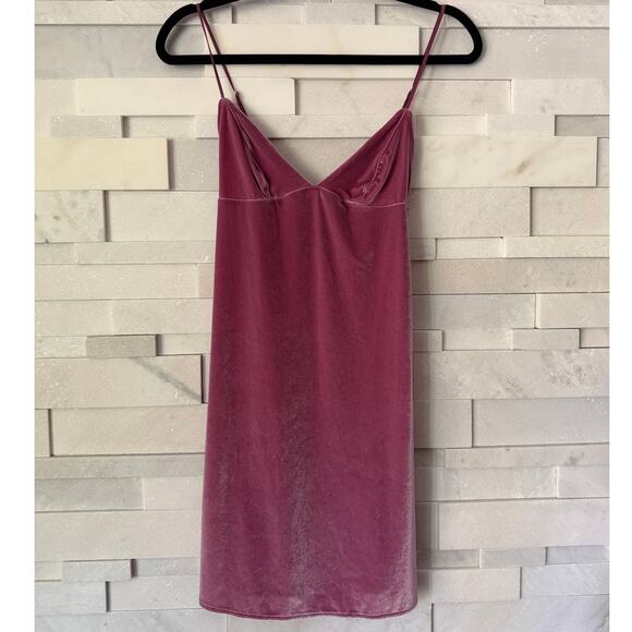 VICTORIA'S SECRET Petal Pink Slip Babydoll Velvet Velour Dress Coquette XS Y2K - Picture 2 of 7